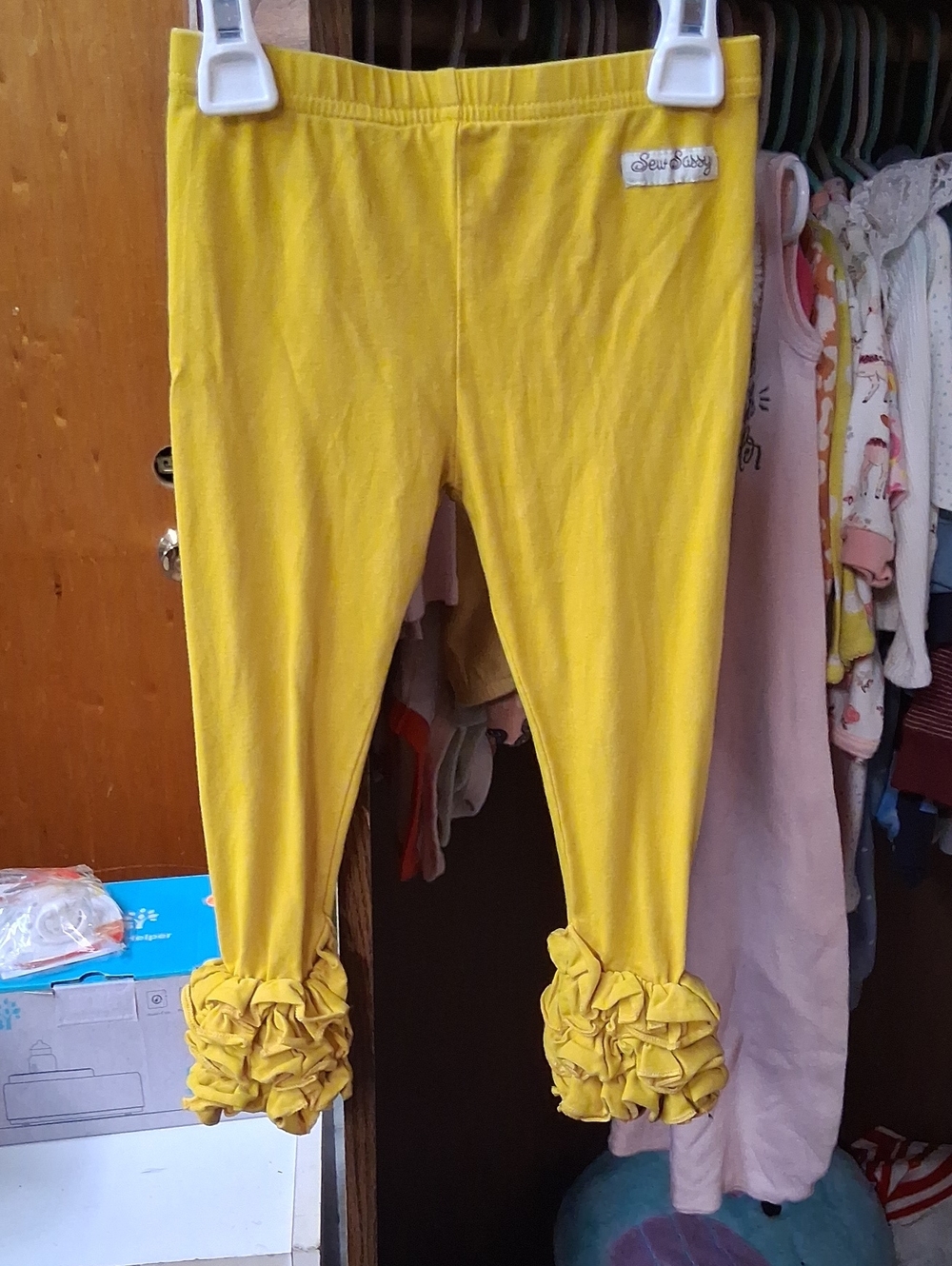 Girls Yellow Ruffle Cuff Leggings by Souri Sprig